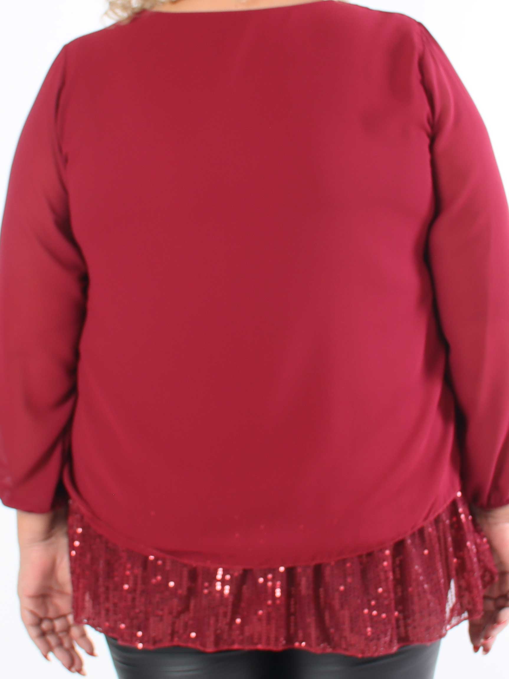 Luby - Plus size tunika i chiffon med pailetter forneden